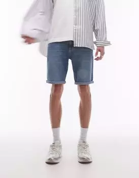 Узкие джинсовые шорты Tommy Jeans Scanton с отворотами, цвет: средний