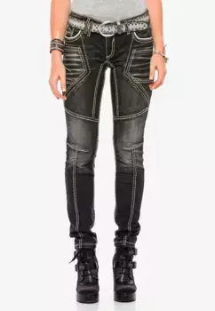 Узкие джинсы Cipo & Baxx прямого кроя с экстравагантным дизайном швов, черный