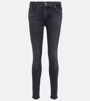 Узкие джинсы HW Skinny с высокой посадкой 7 FOR ALL MANKIND, серый