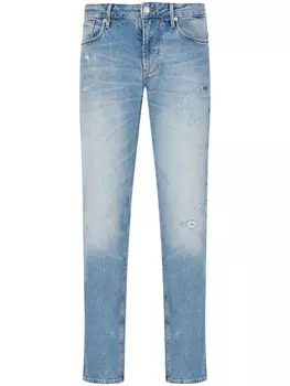 Узкие джинсы J06 с эффектом потертости Emporio Armani, синий