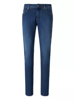 Узкие джинсы Jacob Cohn с вышитыми нашивками, синий