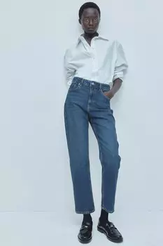 Узкие джинсы Mom с высокой лодыжкой H&M, синий