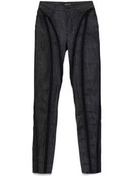 Узкие джинсы Mugler с сетчатыми вставками, синий