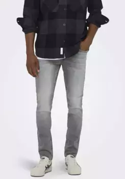 Узкие джинсы ONLY & SONS "ONSLOOM SLIM LBD 8263 AZG DNM NOOS", серый