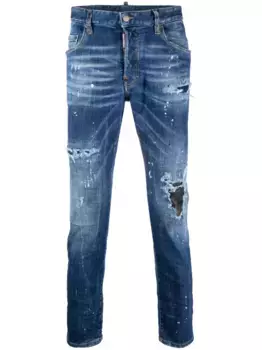 Узкие джинсы с эффектом потертости DSQUARED2, синий