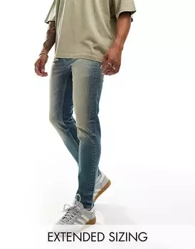 Узкие джинсы с экстремальным оттенком в средне-синем цвете ASOS DESIGN