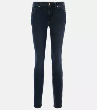 Узкие джинсы с низкой посадкой 7 For All Mankind, цвет dark blue
