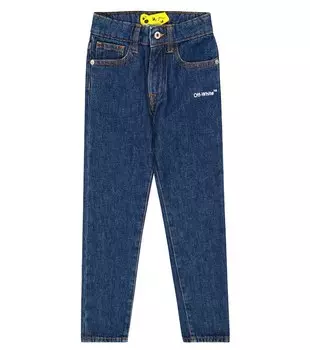 Узкие джинсы с принтом Off-White, белый