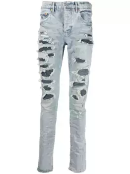 Узкие джинсы с прорезями Purple Brand, синий
