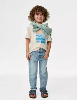 Узкие джинсы с высоким содержанием хлопка Marks & Spencer, цвет Light denim