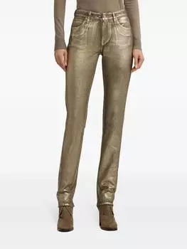 Узкие джинсы с высокой посадкой и металлическим эффектом в золотом цвете Ralph Lauren