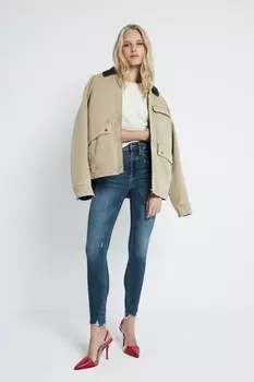 Узкие джинсы с высокой посадкой и необработанным краем River Island, синий