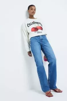 Узкие джинсы с высокой посадкой, прямые, эластичные, 100% хлопок River Island, синий