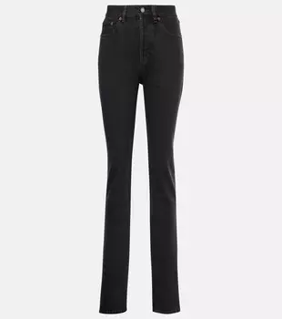Узкие джинсы с высокой посадкой Saint Laurent, цвет black rock