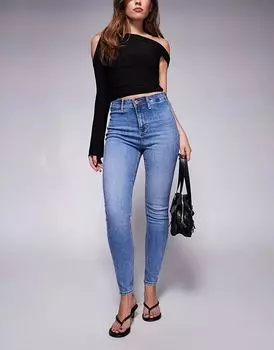 Узкие джинсы с высокой посадкой в полусинем цвете River Island