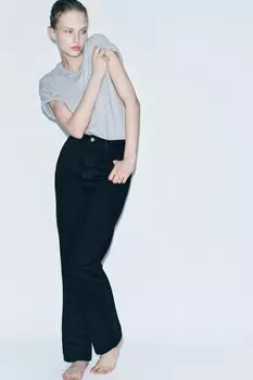 Узкие джинсы с высокой талией ZARA, черный