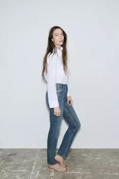 Узкие джинсы с высокой талией ZARA, цвет Faded blue