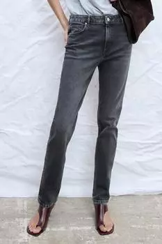 Узкие джинсы с высокой талией ZARA, серый