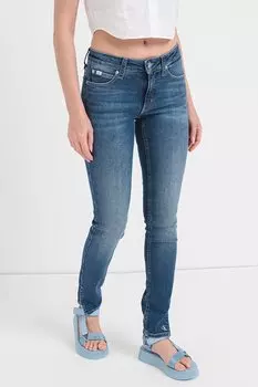 Узкие джинсы с заниженной талией и разрезами по бокам Calvin Klein Jeans, синий