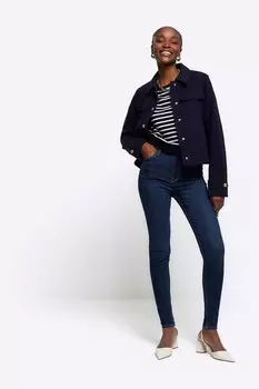 Узкие джинсы с завышенной талией River Island, синий