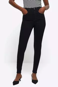 Узкие джинсы с завышенной талией River Island, черный