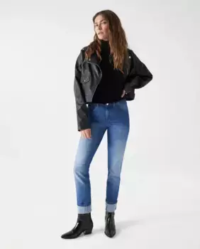 Узкие джинсы скинни с высокой посадкой и пуш-ин для женщин Women's Secret, средней потертости Salsa Jeans, синий