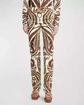 Узкие джинсы со средней посадкой и африканским принтом Etro, цвет Print On Beige Base