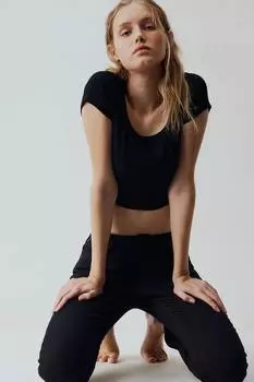 Узкие джинсы средней длины H&M, черный