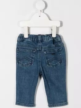 Узкие джинсы средней посадки Emporio Armani Kids, синий
