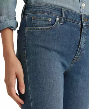 Узкие джинсы средней посадки Petite Mid-Rise Straight Jean, длина Petite и Petite Short Lauren Ralph Lauren, белый