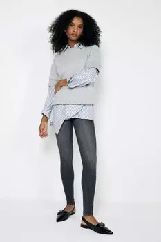 Узкие джинсы средней посадки с эффектом ягодиц River Island, серый