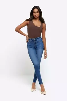 Узкие джинсы средней посадки с эффектом ягодиц River Island, синий