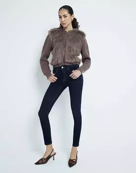 Узкие джинсы средней посадки темно-синего цвета River Island