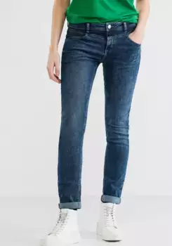 Узкие джинсы STREET ONE с четырьмя карманами, цвет Deep Indigo Used Wash