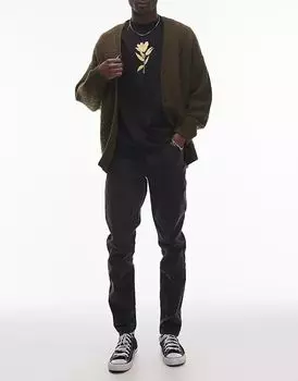 Узкие джинсы-стрейч черного цвета Topman