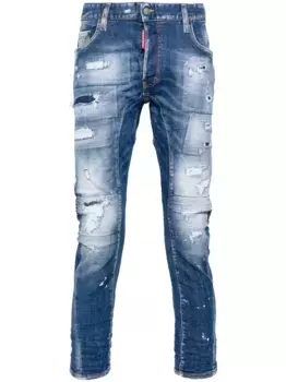 Узкие джинсы Tidy Biker с прорезями DSQUARED2, синий