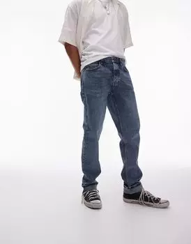 Узкие джинсы Topman из винтажного темно-синего денима