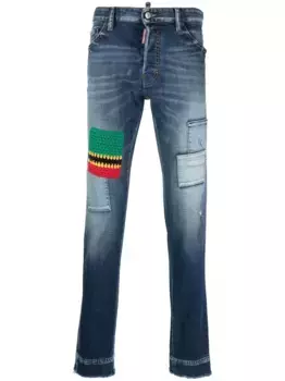 Узкие джинсы в технике пэчворк DSQUARED2, синий