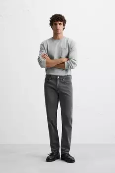 Узкие джинсы ZARA, антрацитово-серый