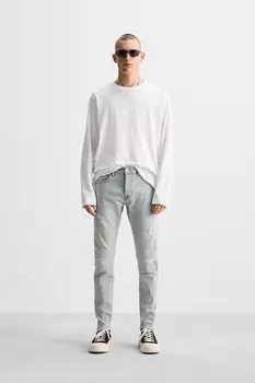 Узкие джинсы ZARA, светло-голубой