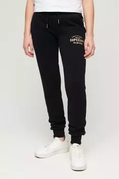 Узкие джоггеры с логотипом Luxe Metallic Superdry, черный