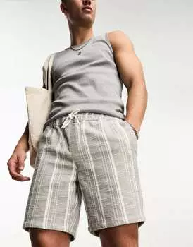 Узкие фактурные шорты средней длины в полоску ASOS DESIGN