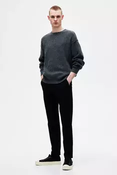 Узкие хлопковые брюки чиносы H&M, черный