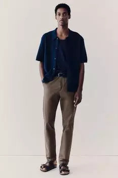 Узкие хлопковые брюки чиносы H&M, коричневый
