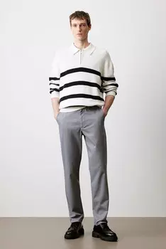 Узкие хлопковые брюки чиносы H&M, серый