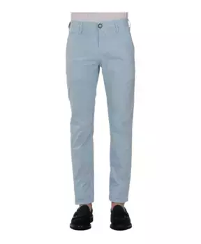 Узкие хлопковые брюки с бляшкой логотипом Jacob Cohn, синий