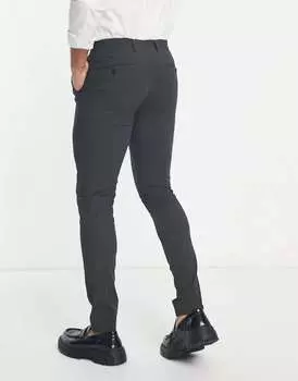 Узкие костюмные брюки из ткани премиум-класса Noak 'Camden' темно-серого цвета с эластичной тканью