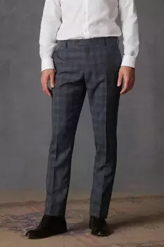 Узкие костюмные брюки Signature Marzotto из итальянской клетчатой ткани Next, серый