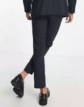 Узкие костюмные брюки темно-синего жаккарда New Look