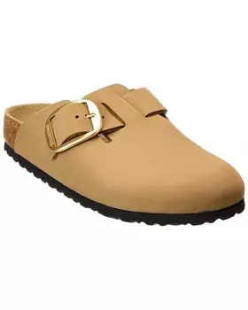 Узкие кожаные сабо Birkenstock Boston с большой пряжкой, зеленый